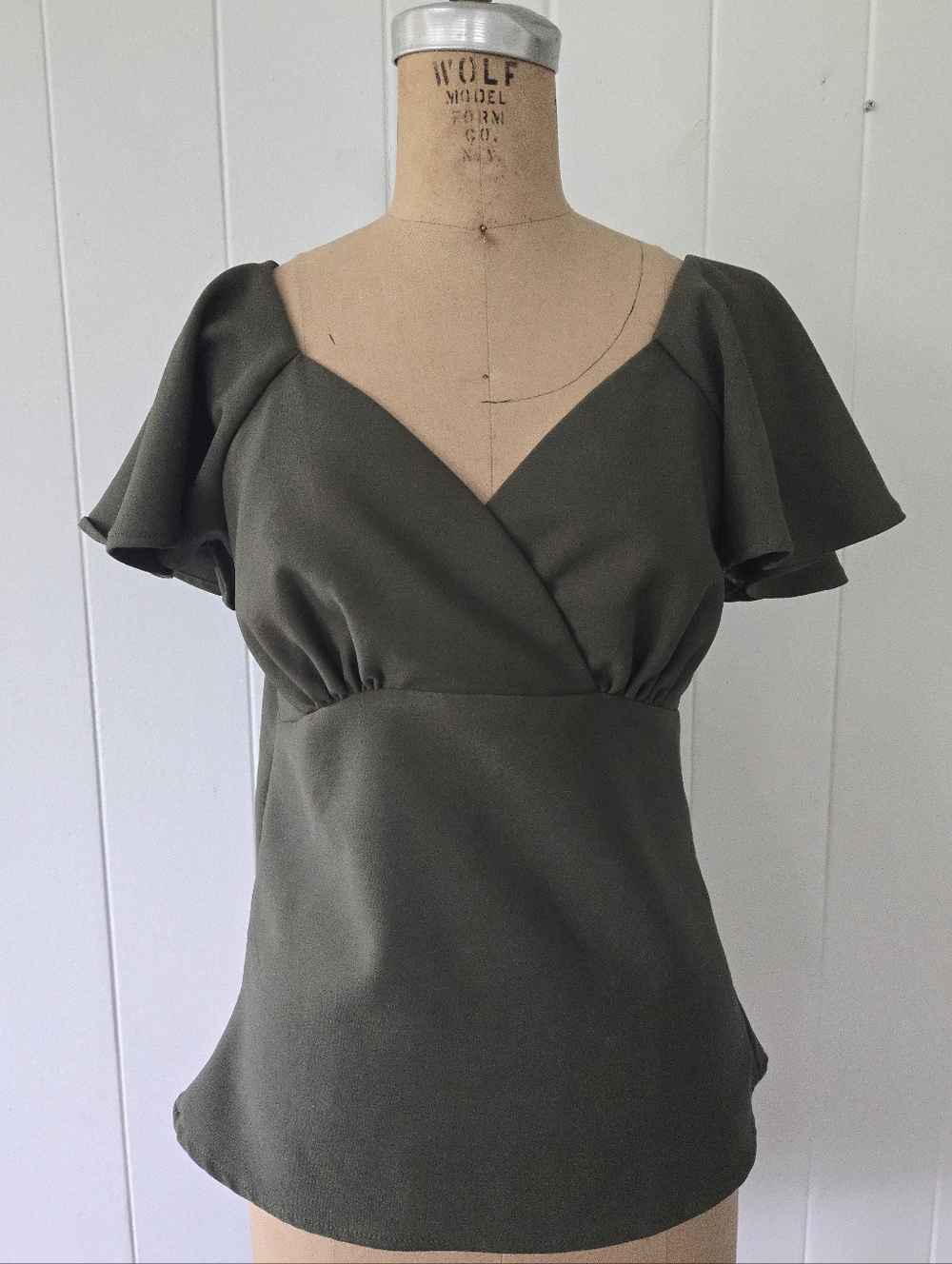 Vixen by Micheline Pitt Babydoll Top Olive